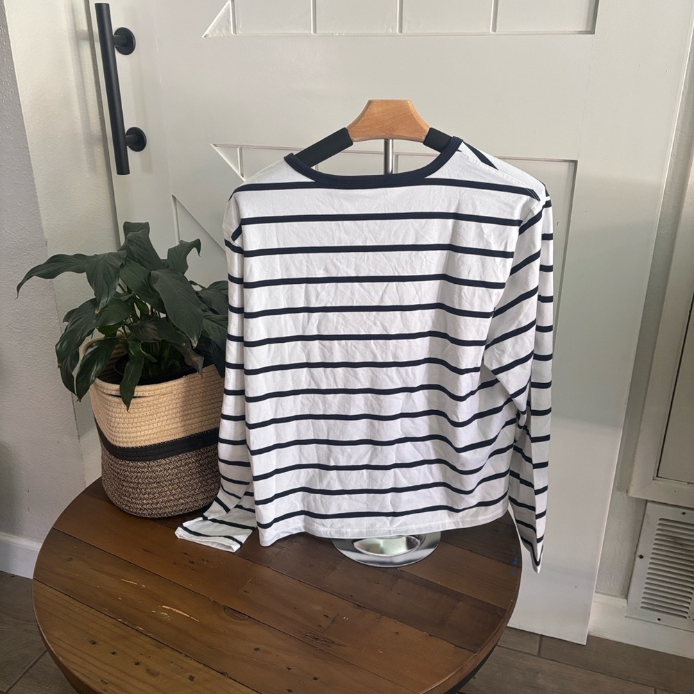 Athleta Long Sleeve Tee - Navy and White Stripes - Picture 5 of 11